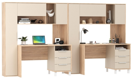 Стол компьютерный Комфорт 12.95N + Стол компьютерный Комфорт 12.95N, цвет дуб сонома/сатин, ШхГхВ 324х60,3х180 см., НЕ универсальная сборка