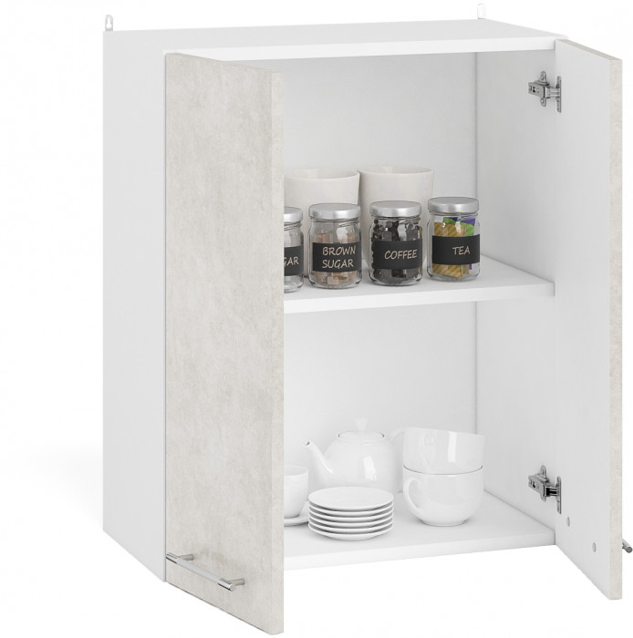 Кухня Мебель--24 ШВ600 Шкаф 60 см., корпус белый/фасад МДФ бетон лофт бежевый