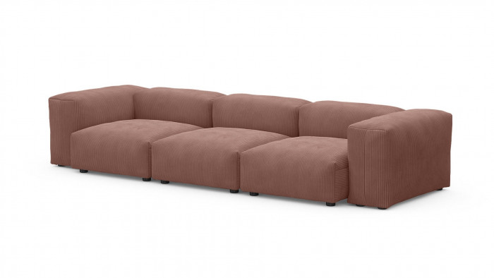 Диван Фиджи трехсекционный Cilium Coral 315*116*62 см, Розовый Вельвет Нераскладной Фиеста