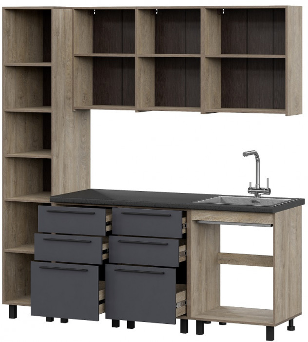 Кухня Этна 2.0 м. Комплект 1, софт графит