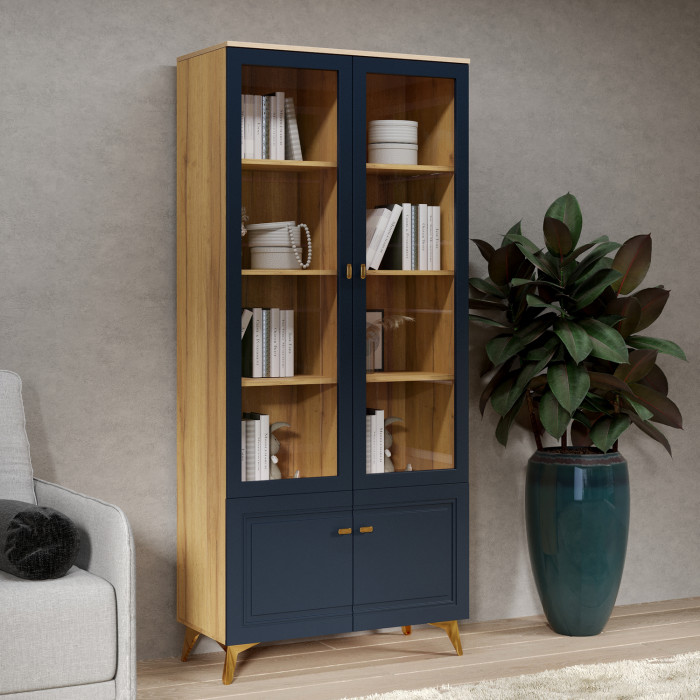 Шкаф-витрина 2-х дверная Вега Сапфир