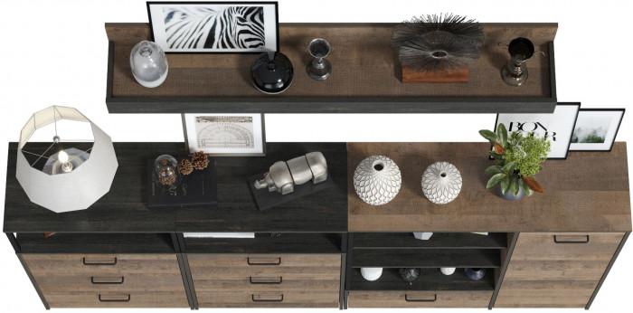 Трувор Гостиная 008, цвет дуб гранж песочный/интра, ШхГхВ 241х37х195 см., универсальная сборка