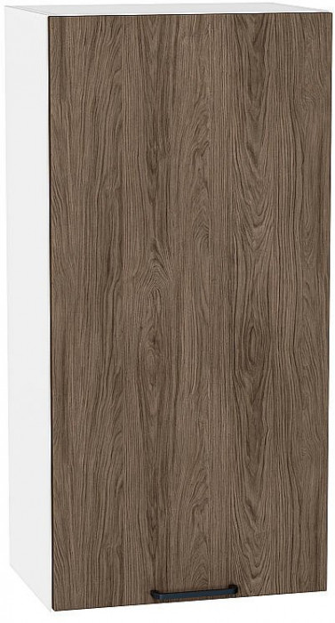 Кухонный гарнитур угловой Флэт-02, МДФ, 170×240 см, Белый/Коричневый дуб (Мрамор альпийский)