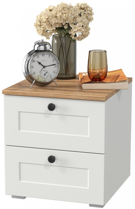 Остин 16.152 Тумба прикроватная, белый шагрень/дуб крафт золотой