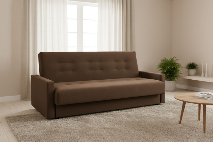 Раскладной диван-кровать, прямой, книжка, цвет коричневый, Милан 120