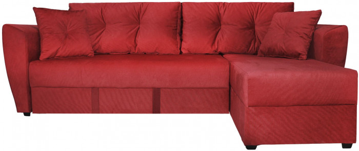 Диван-кровать угловой Амстердам Люкс, 160х200, еврокнижка, независимый пружинный блок, велюр, красный