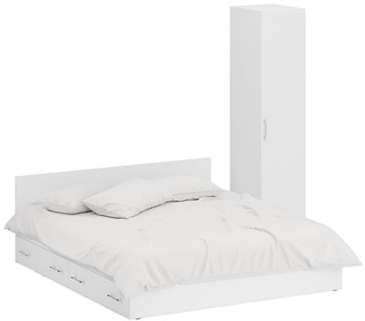 Кровать с ящиками 1800 + Пенал Стандарт, белый