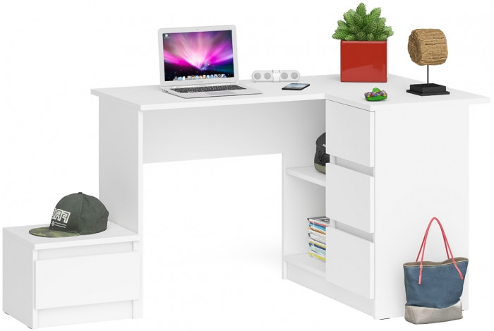Мори компьютерный стол МС-16 правый + Тумба ТМП400.1, белый