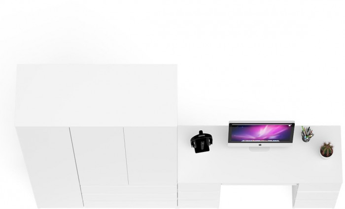 Мори компьютерный стол МС-2 + Шкаф МШ1200.1, белый