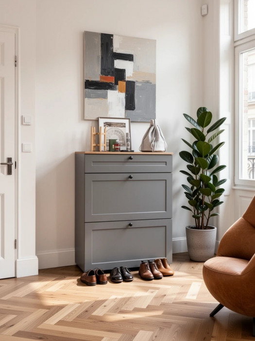 Остин 16.121 Тумба для обуви, серый графит/дуб крафт золотой