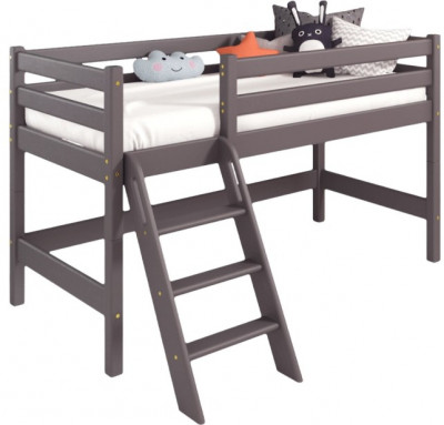 Кровать Соня (вариант 12) низкая с наклонной лестницей, лаванда