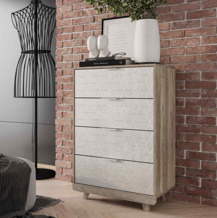 Комод "Мегаполис" КМ-02 Дуб каньон/F04 антик серебро