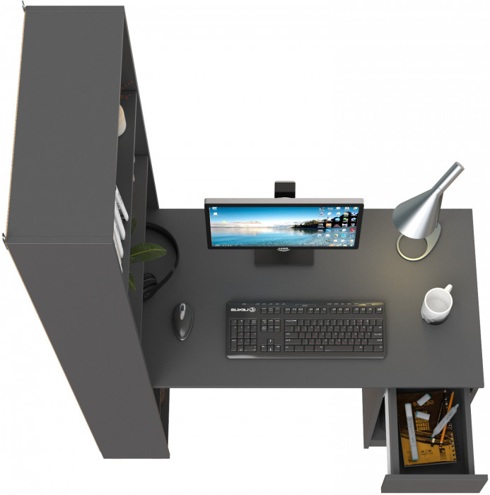 Лайт Шкаф комбинированный 10.01 (письменный стол), тёмно-серый