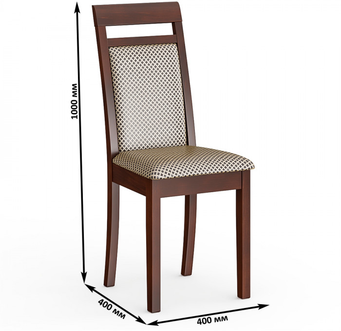 Три стула Мебель--24 Гольф-12 разборных, цвет орех, обивка ткань руми 812/8, ШхГхВ 40х40х100 см., от пола до верха сиденья 47 см (мягкая спинка)