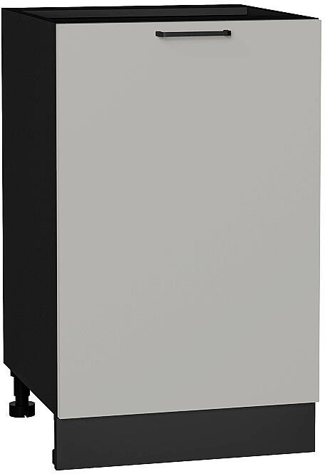 Кухонный гарнитур угловой Флэт-05, ЛДСП, 400×100 см, Графит/Светло-серый, стеклополки (Пирит светлый)