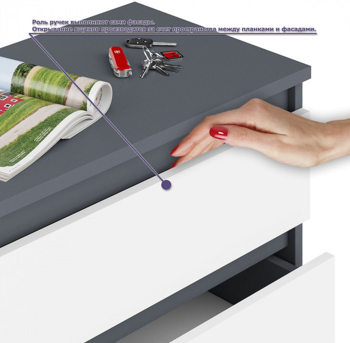 Мори Стол компьютерный МС-2 + Пенал МШ400.1, цвет графит/белый, ШхГхВ 175,8х50,4х209,6 см., универсальная сборка