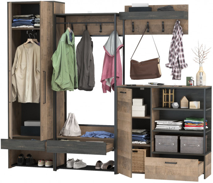 Трувор Прихожая 233, дуб гранж песочный/интра