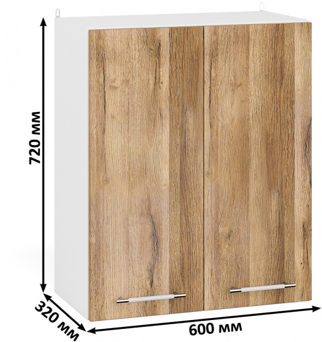 Кухня Мебель--24 ШВ600 Шкаф 60 см., корпус белый/фасад МДФ дуб вотан