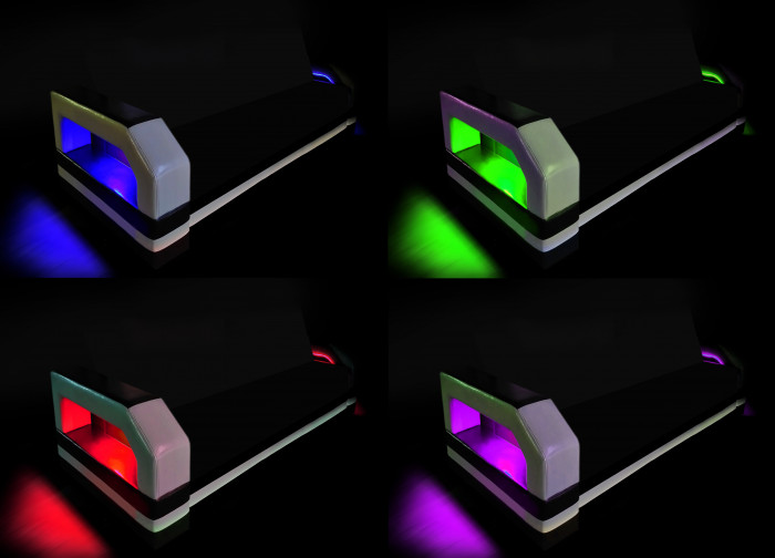 Угловой диван-еврокнижка Манчестер 160х200, с подсветкой, велюр/экокожа коричневая