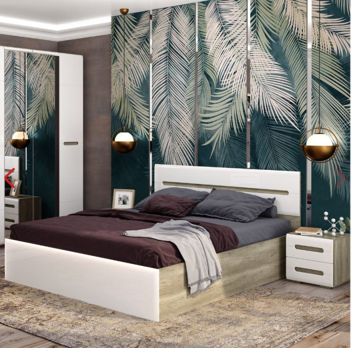 Спальня "Наоми" КР-11 дуб каньон/белый глянец МF07