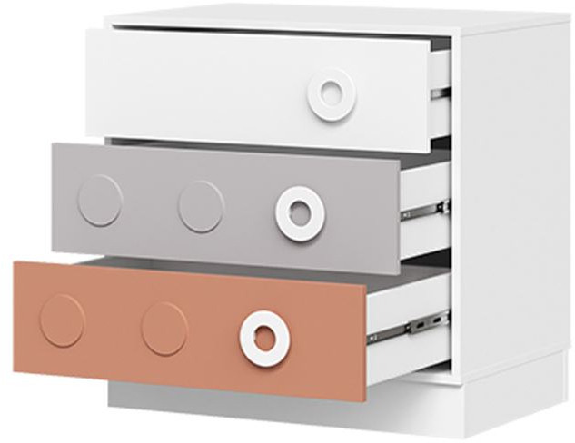 ТУРБО КМ 01 комод с ящиками (750х750х497) корпус белый/шарли кашемир/терракота/белый супермат
