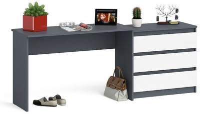 Мори письменный стол МСП1200.1 + Комод МК800.1, графит/белый