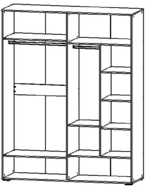 Шкаф 4-х дверный для одежды "Оливия" - Белый текстурный/Ясень белый