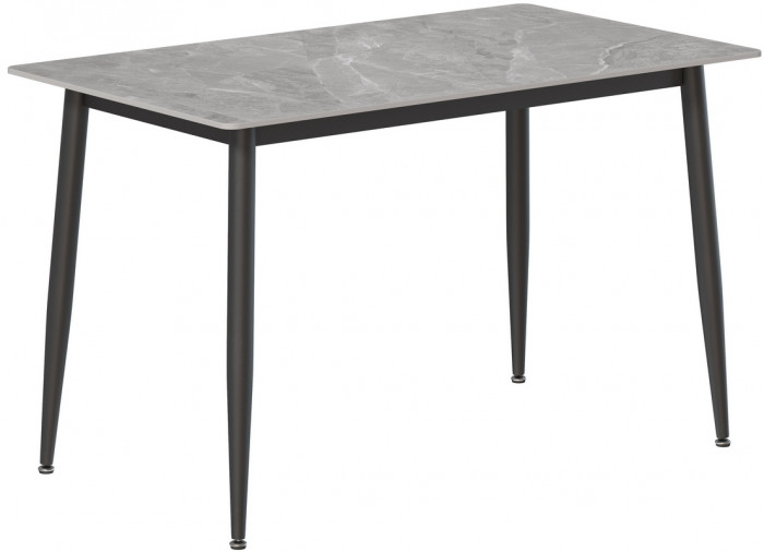 Обеденный стол Мебель--24 DT-27, цвет серый мрамор(глянцевая), ШхГхВ 120х70х75 см., столешница камень 10,5 мм., ножки металл, макс. нагрузка 80 кг.