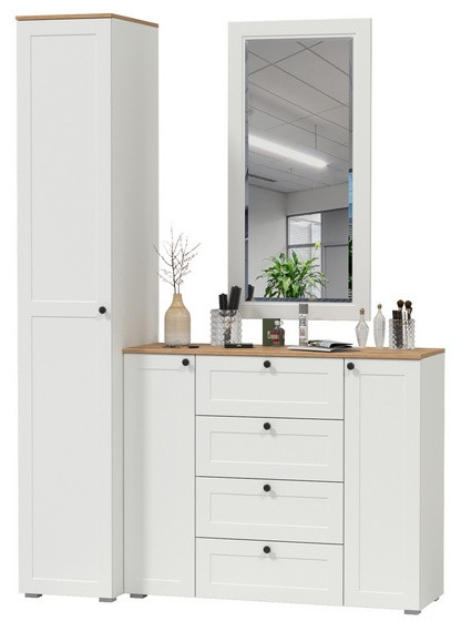 Остин Прихожая 20, цвет белый шагрень/дуб крафт золотой, ШхГхВ 160х54,3х229,6 см., универсальная сборка