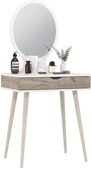 Трюмо 4-25912бел/дкс, цвет белый/дуб крафт серый, ШхГхВ 62х46,6х134,5 см.