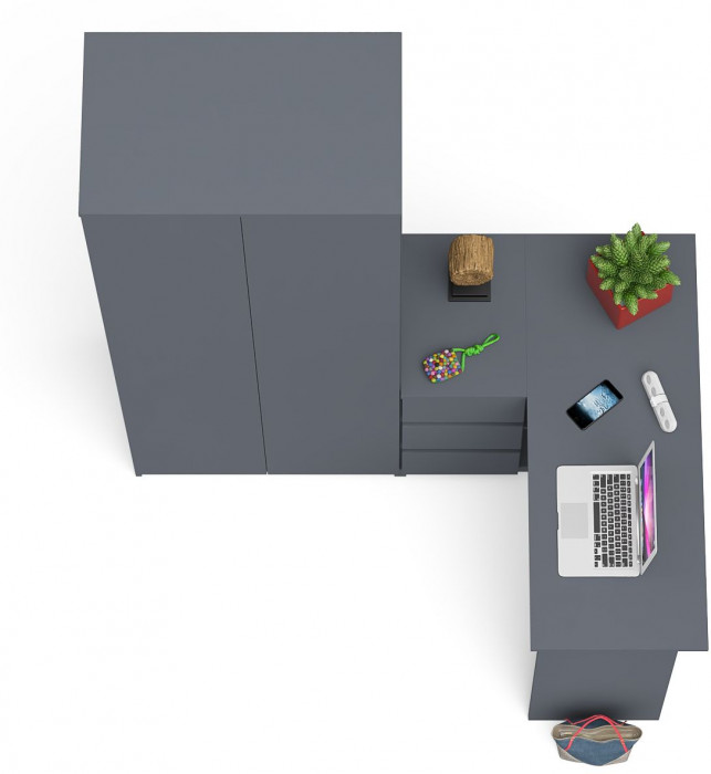 Мори компьютерный стол МС-16 левый + Шкаф МШ800.1, графит