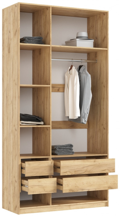 Марвэл Шкаф 3-х створчатый 1200, с доп.ящиками, Дуб крафт/Мальта