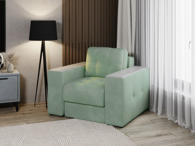 Кресло Нави, Мятный/Холст белый МДФ