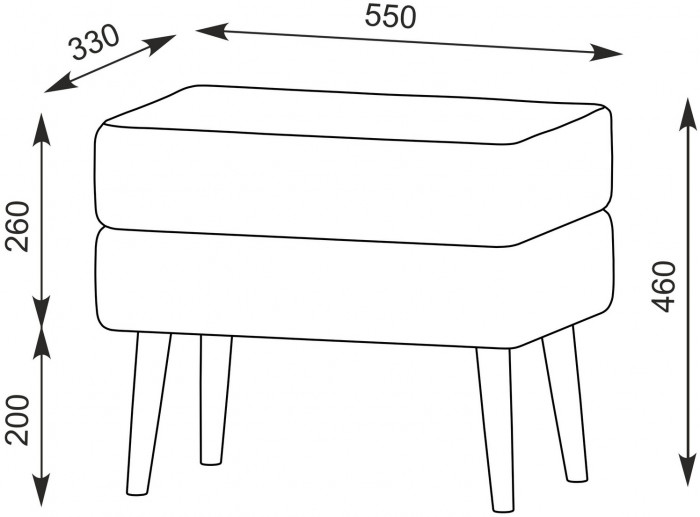 Банкетка 6-5138ТКШтем.серый Тифани, цвет ткань тёмно-серая, ШхГхВ 55х33х46 см.(прямоугольная банкетка на четырёх ножках), цвет ножек: иней