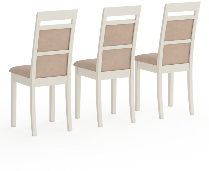 Три стула Мебель--24 Гольф-12 разборных, цвет слоновая кость, обивка ткань велюр бежевый 05, 40х40х100 см., от пола до верха сиденья 47 см.(мягк сп)