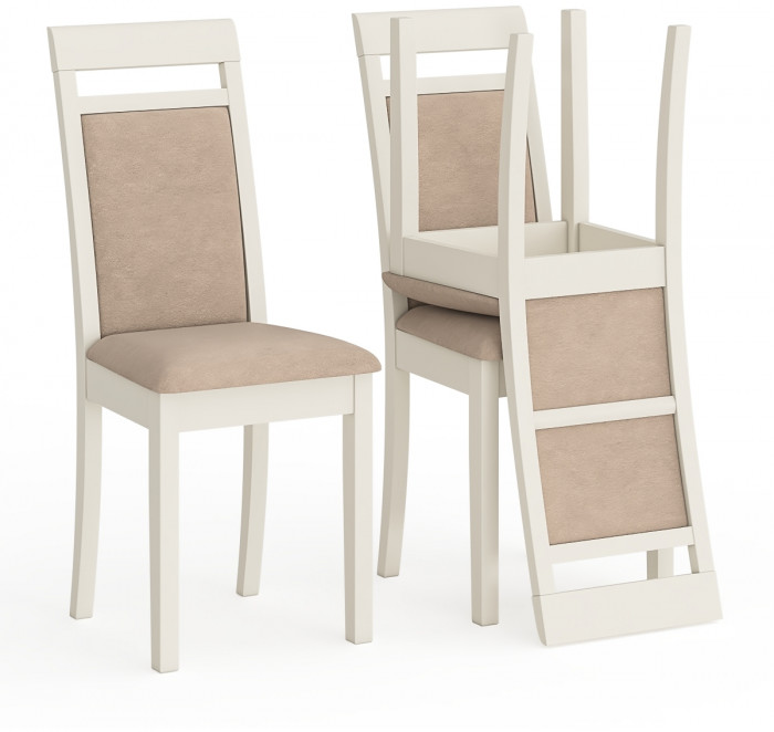 Три стула Мебель--24 Гольф-12 разборных, цвет слоновая кость, обивка ткань велюр бежевый 05, 40х40х100 см., от пола до верха сиденья 47 см.(мягк сп)