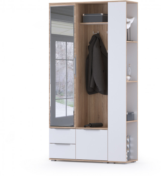Куба Прихожая 18, цвет дуб сонома/белый премиум, ШхГхВ 112,3х38,3х210,6 см., универсальная сборка