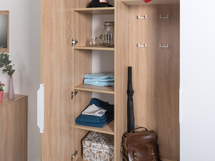 Куба Прихожая 18, цвет дуб сонома/белый премиум, ШхГхВ 112,3х38,3х210,6 см., универсальная сборка