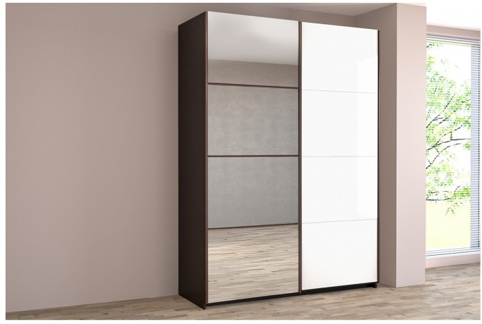 Шкаф-купе Иннэс-5 1400 Ф1/Ф2, Белый глянец/Бодега белая