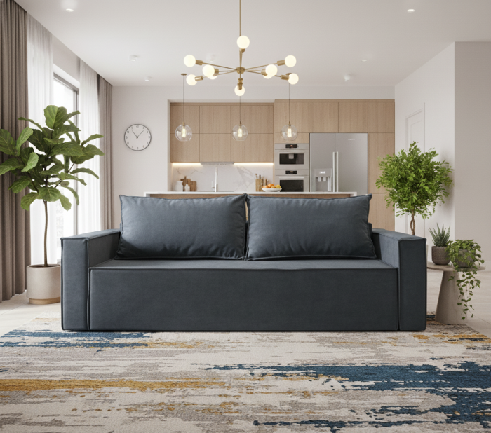 Диван-еврокнижка Лофт Люкс 140, велюр серый