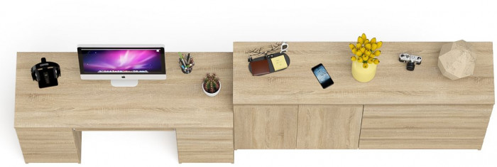Мори компьютерный стол МС-2 + Комод МК1600.1, дуб сонома