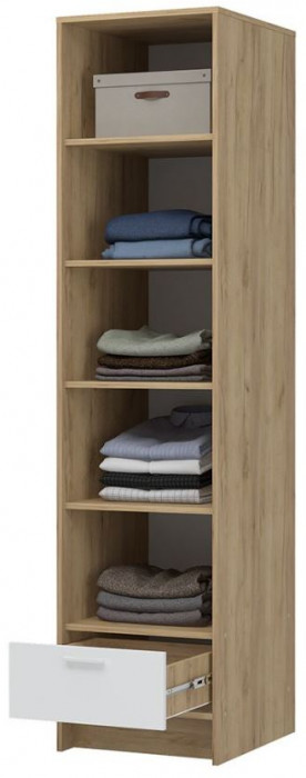 ИРИС ШК-01 Шкаф  (485х2000х550) дуб крафт золото/белый