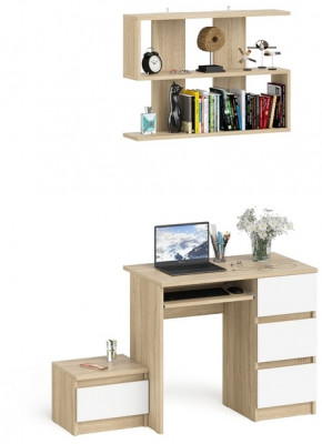 Мори компьютерный стол МС-6 правый + Тумба ТМП400.1 + Полка 900, дуб сонома/белый