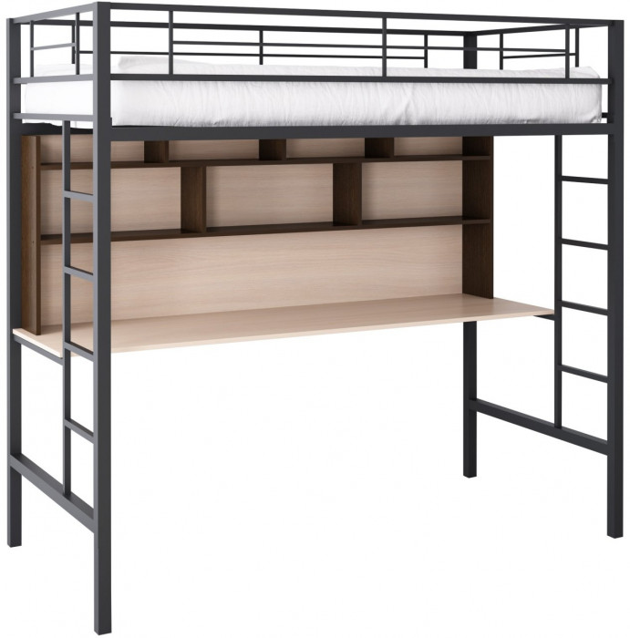 Кровать-чердак Севилья 1.2 (Дуб молочный, Черный)