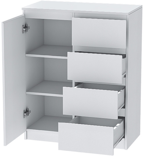 Кэт-1 Комод 1-Ств./Ящики, Белый/Белый