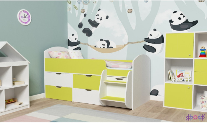 Кровать-чердак Малыш 7 (Винтерберг/Ясень Анкор темный)