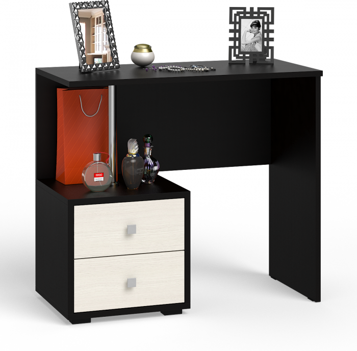 Камелия спальня № 3 Кровать 1600 + Две тумбы + Стол косметич. + Зеркало + Комод + Шкаф 4-х, цвет венге/дуб лоредо, сп.м. 1600х2000 мм., б/м, осн. есть