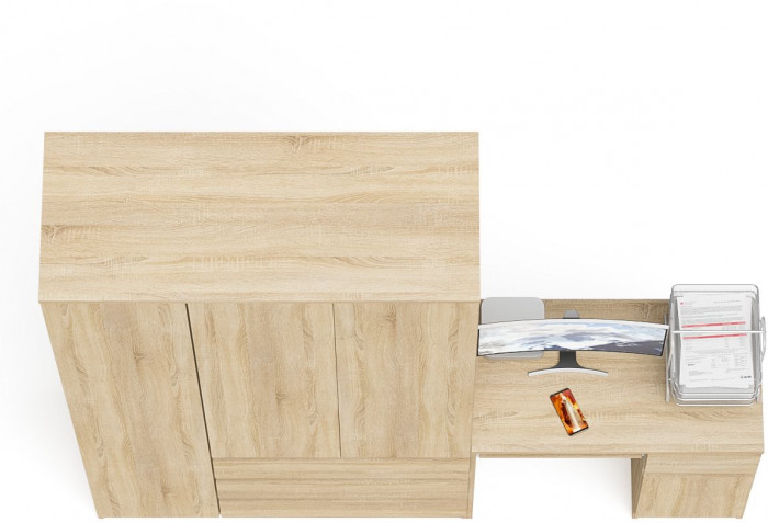 Мори компьютерный стол МС-1 правый + Шкаф МШ1200.1, дуб сонома