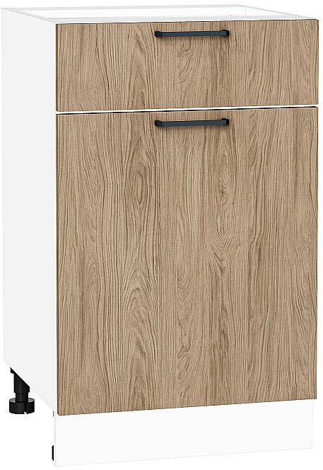 Кухонный гарнитур угловой Флэт-04, МДФ, 100×250 см, Белый/Коричневый дуб/Натуральный дуб (Антарес)