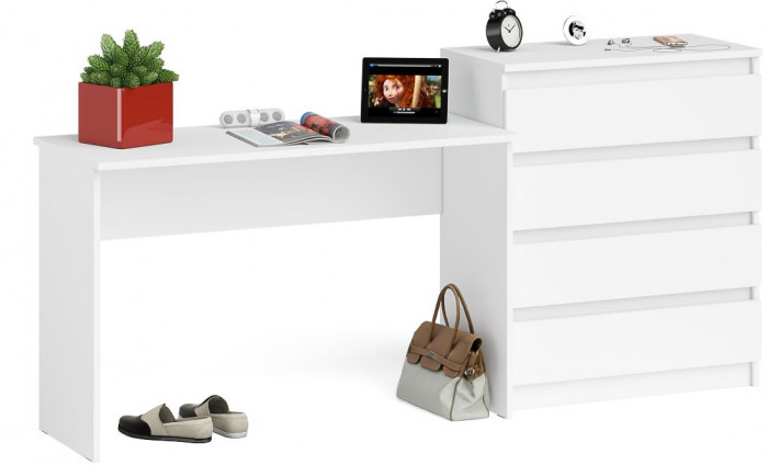 Мори письменный стол МСП1200.1 + Комод МК800.4, белый